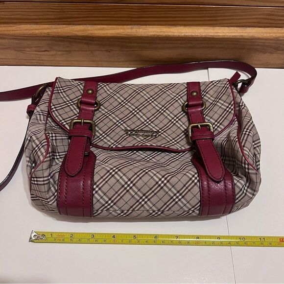 AUTHENTIC BURBERRY Blue Label Crossbody Bag Red Shoulder Check - Picture 11 of 11